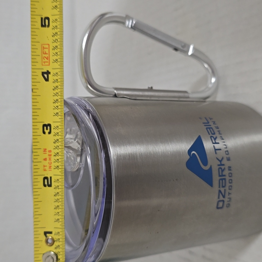 NEW Ozark Trail Silver Mug with Blue Logo and Carabiner Handle - Picture 14 of 16